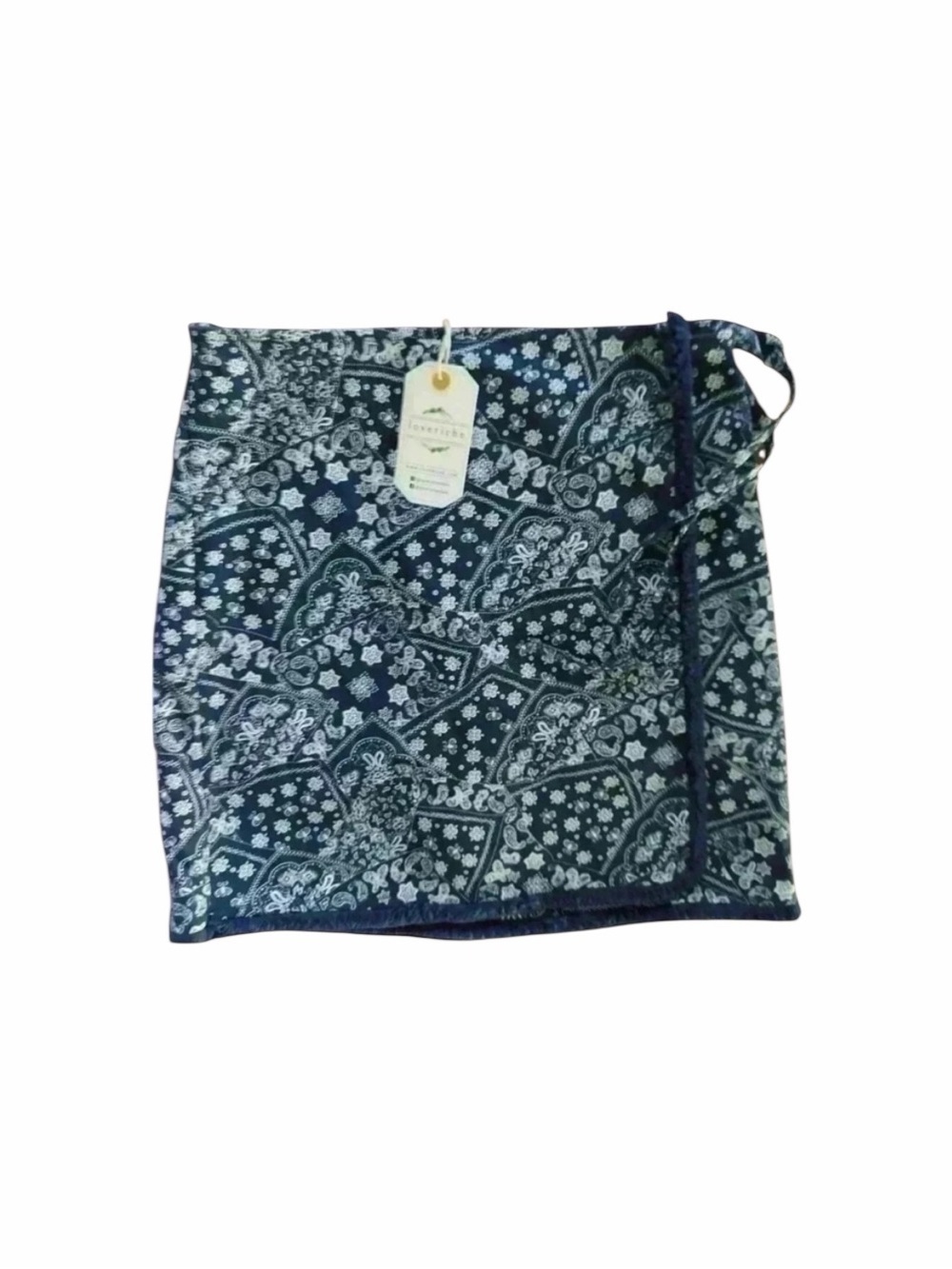 NWT Loveruche Navy Blue Bandana Print Floral Paisley Wrap Skirt